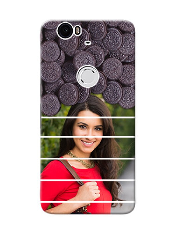 Custom Huawei Nexus 6P oreo biscuit pattern with white stripes Design