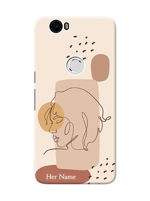Custom Nexus 6P Custom Phone Covers: Calm Woman line art Design