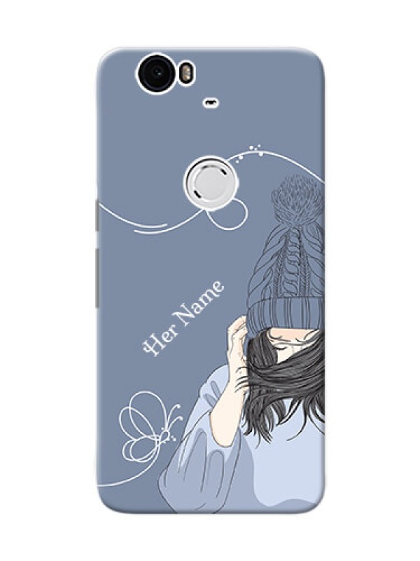 Custom Nexus 6P Custom Mobile Case with Girl in winter outfit Design
