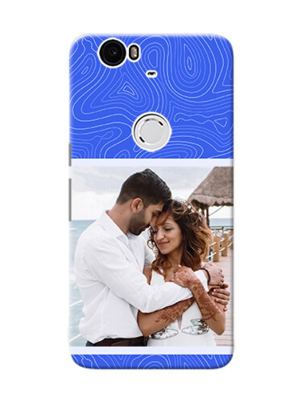 Custom Nexus 6P Mobile Back Covers: Curved line art with blue and white Design