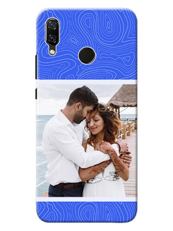 Custom Nova 3 Mobile Back Covers: Curved line art with blue and white Design