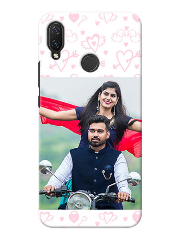 Custom Huawei Nova 3i personalized phone covers: Pink Flying Heart Design