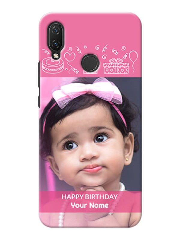 Custom Huawei Nova 3i Custom Mobile Cover with Birthday Line Art Design