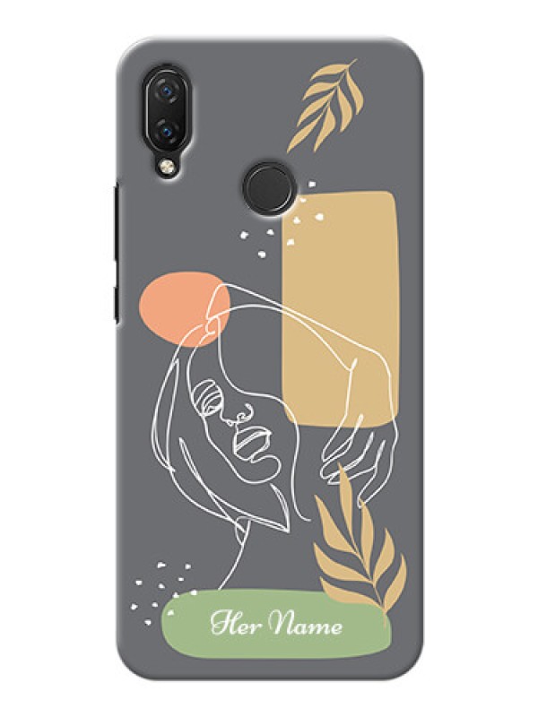 Custom Nova 3i Phone Back Covers: Gazing Woman line art Design