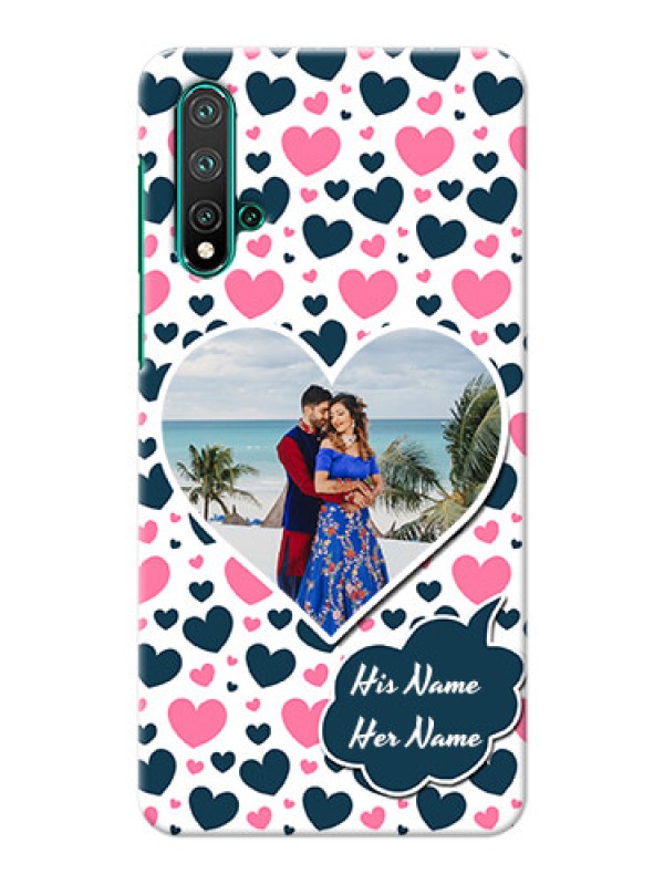 Custom Huawei Nova 5 Mobile Covers Online: Pink & Blue Heart Design