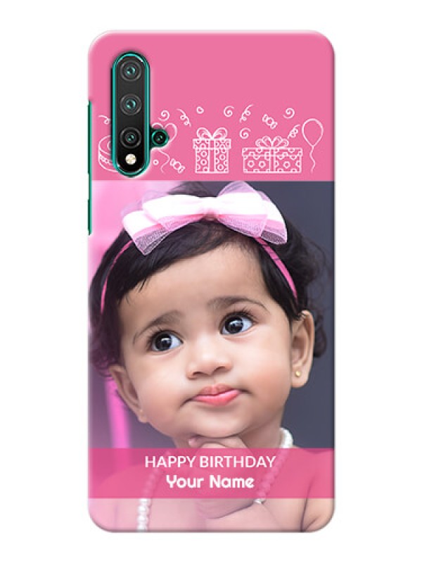 Custom Huawei Nova 5 Custom Mobile Cover with Birthday Line Art Design