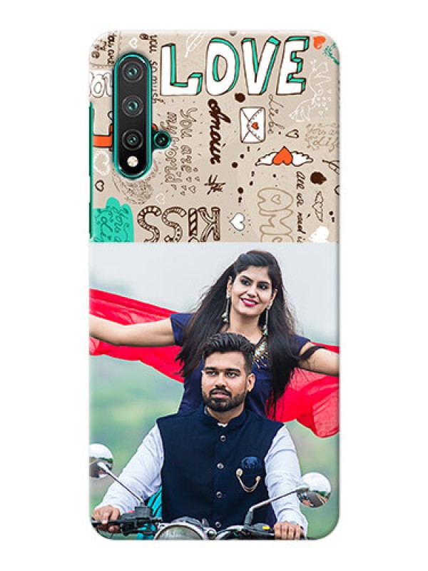 Custom Huawei Nova 5 Personalised mobile covers: Love Doodle Pattern 