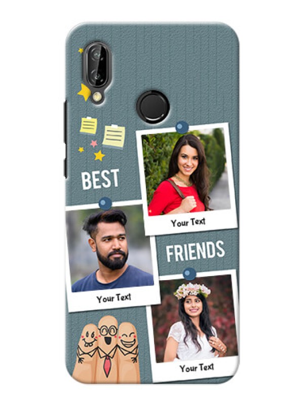 Custom Huawei P20 Lite 3 image holder with sticky frames and friendship day wishes Design