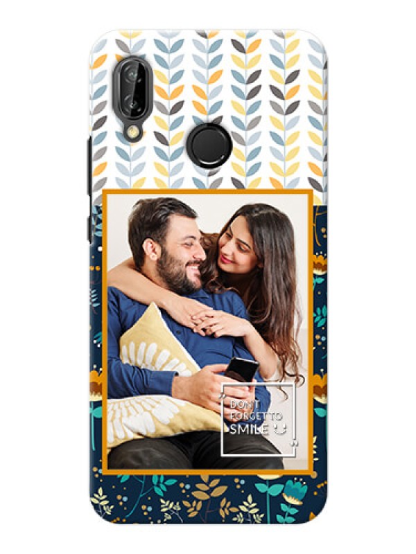 Custom Huawei P20 Lite seamless and floral pattern design with smile quote Design