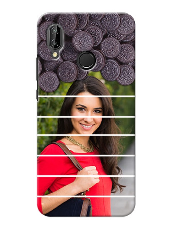 Custom Huawei P20 Lite oreo biscuit pattern with white stripes Design