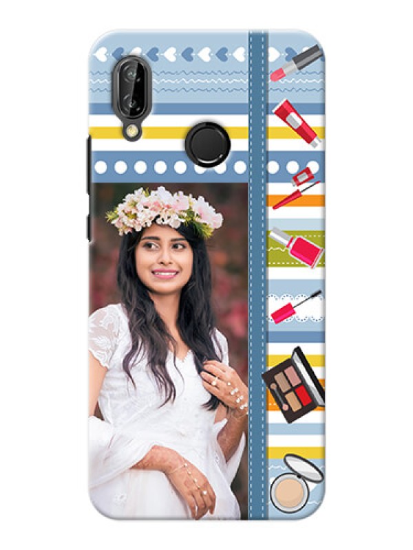Custom Huawei P20 Lite hand drawn backdrop with makeup icons Design