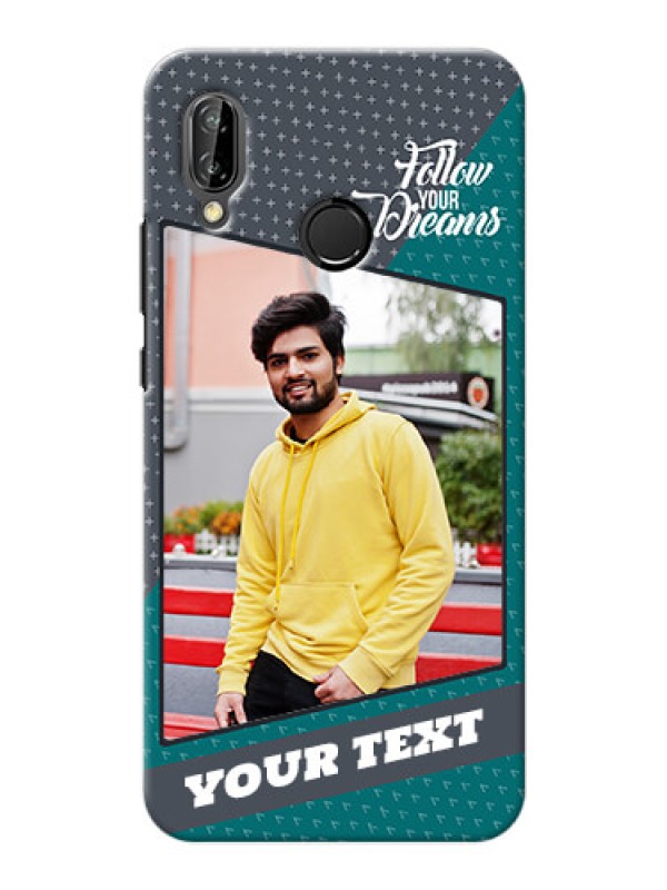 Custom Huawei P20 Lite 2 colour background with different patterns and dreams quote Design