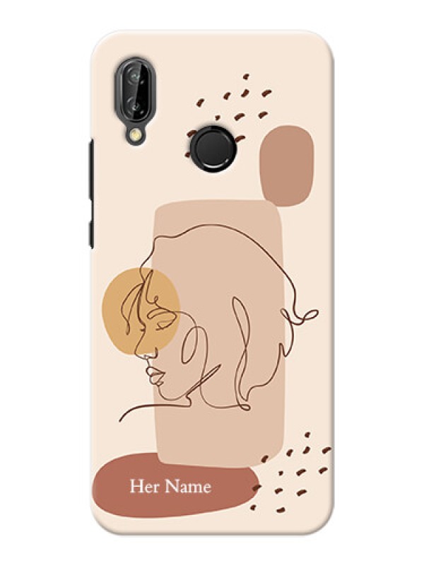 Custom P20 Lite Custom Phone Covers: Calm Woman line art Design