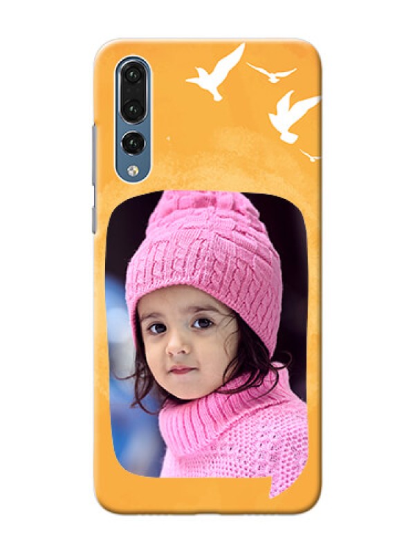 Custom Huawei P20 Pro watercolour design with bird icons and sample text Design
