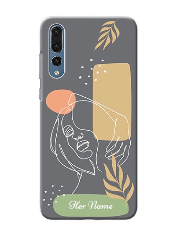 Custom P20 Pro Phone Back Covers: Gazing Woman line art Design