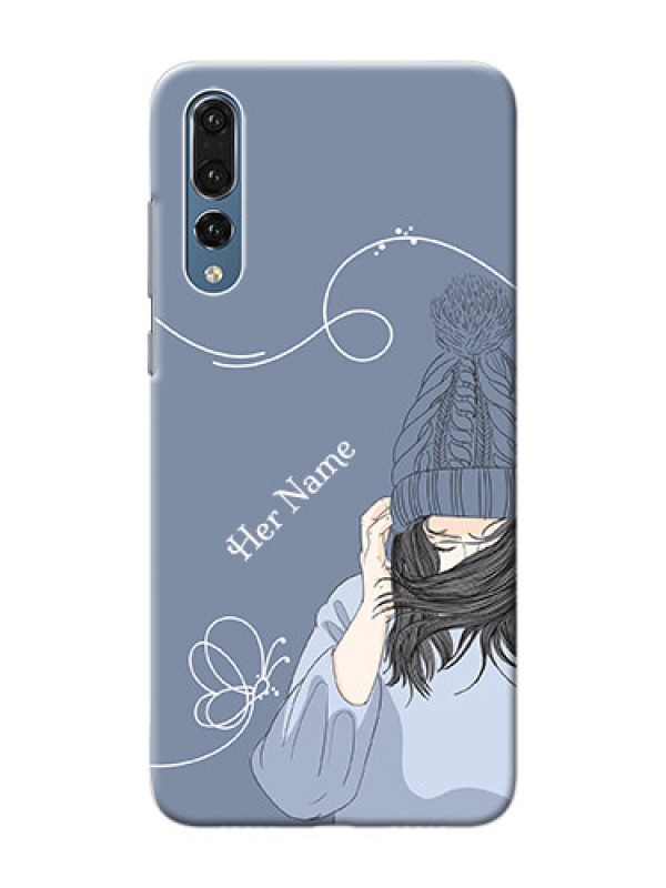 Custom P20 Pro Custom Mobile Case with Girl in winter outfit Design