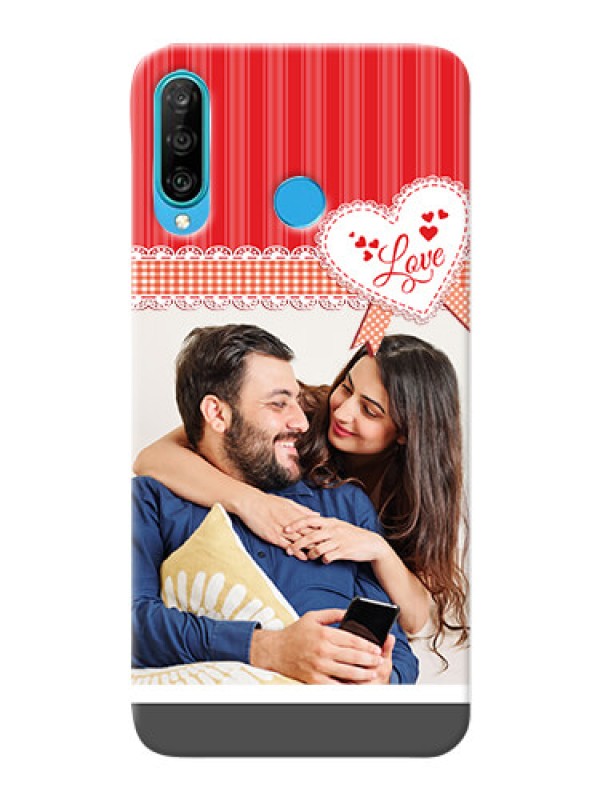 Custom Huawei P30 Lite phone cases online: Red Love Pattern Design