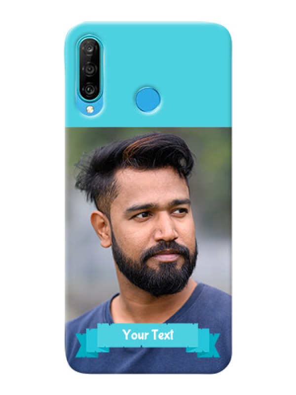 Custom Huawei P30 Lite Personalized Mobile Covers: Simple Blue Color Design