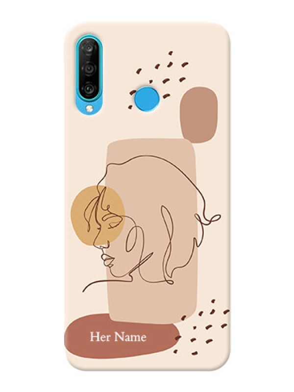 Custom P30 Lite Custom Phone Covers: Calm Woman line art Design