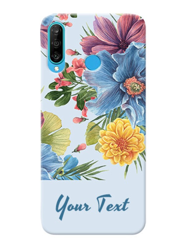 Custom P30 Lite Custom Phone Cases: Stunning Watercolored Flowers Painting Design