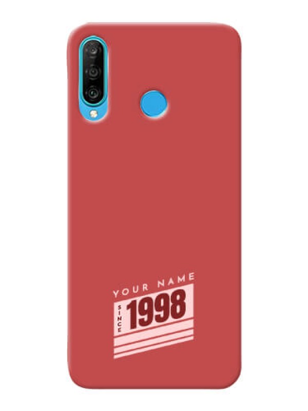 Custom P30 Lite Phone Back Covers: Red custom year of birth Design