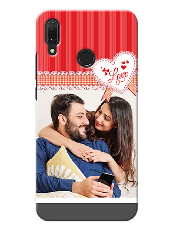 Custom Huawei Y9 (2019) phone cases online: Red Love Pattern Design