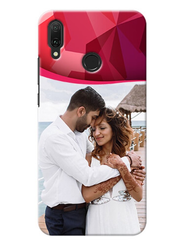 Custom Huawei Y9 (2019) custom mobile back covers: Red Abstract Design
