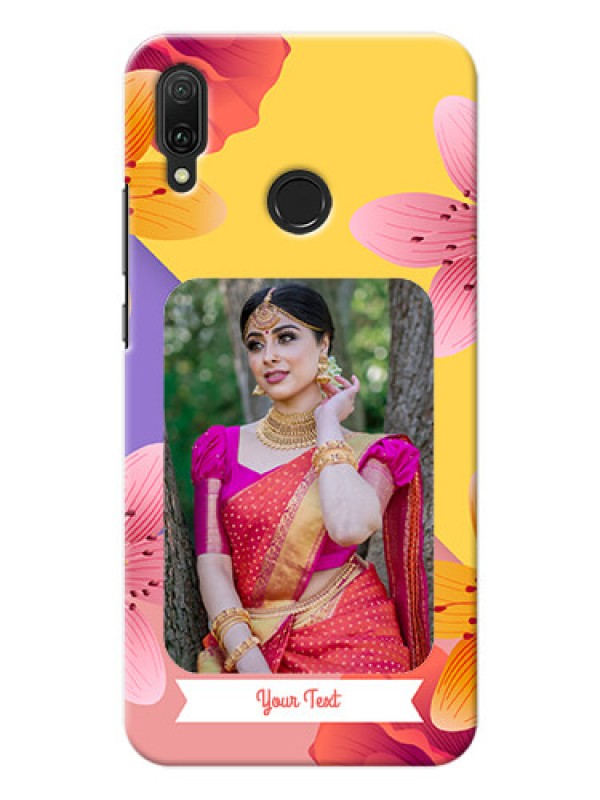 Custom Huawei Y9 (2019) Mobile Covers: 3 Image With Vintage Floral Design