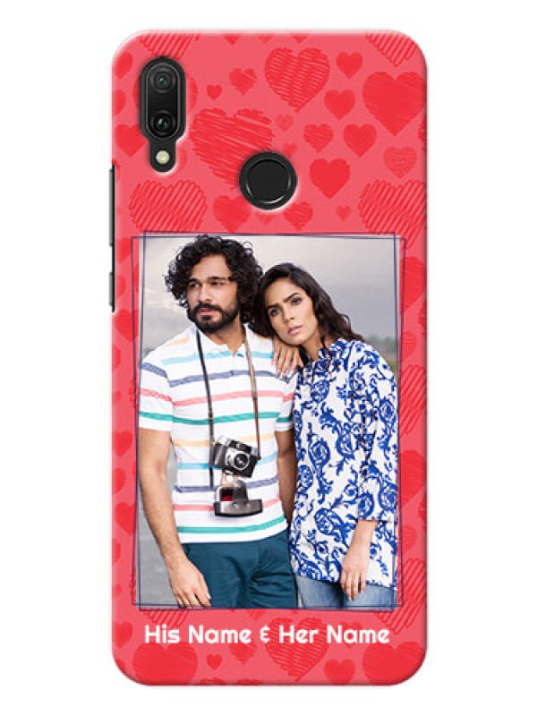 Custom Huawei Y9 (2019) Mobile Back Covers: with Red Heart Symbols Design