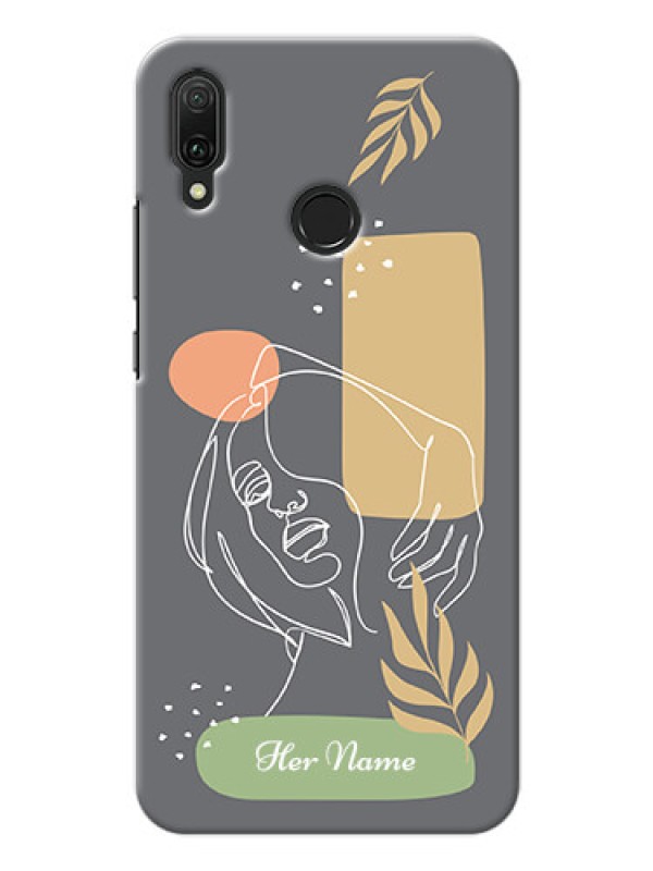 Custom Y9 2019 Phone Back Covers: Gazing Woman line art Design