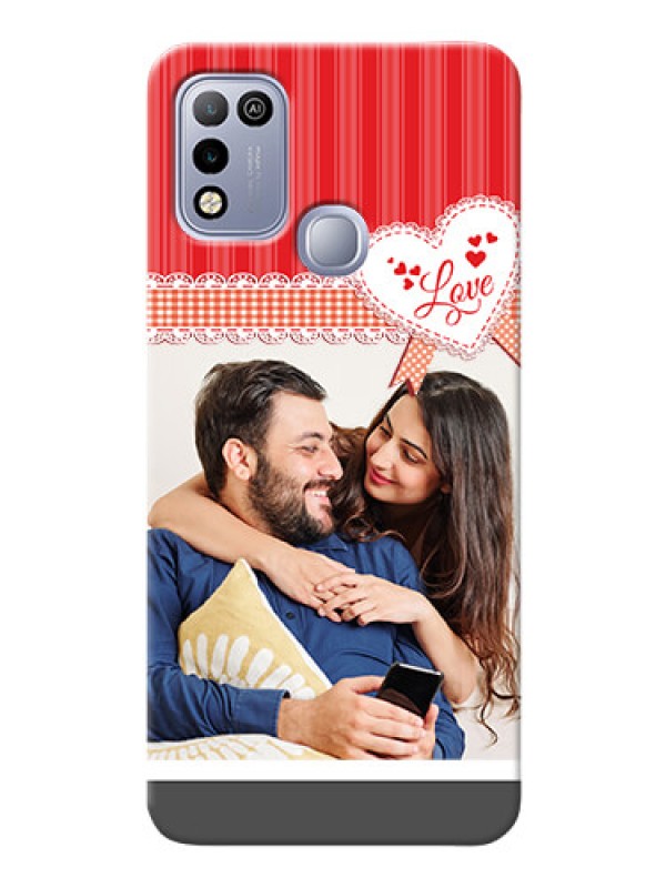 Custom Infinix Hot 10 Play phone cases online: Red Love Pattern Design