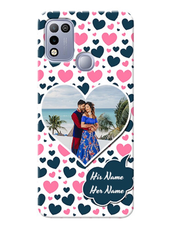 Custom Infinix Hot 10 Play Mobile Covers Online: Pink & Blue Heart Design