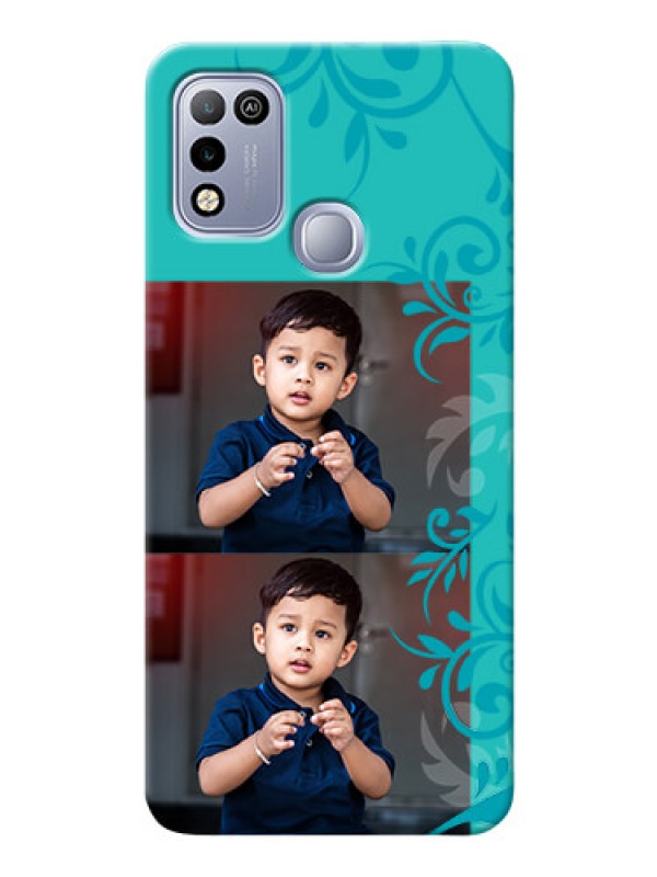 Custom Infinix Hot 10 Play Mobile Cases with Photo and Green Floral Design 