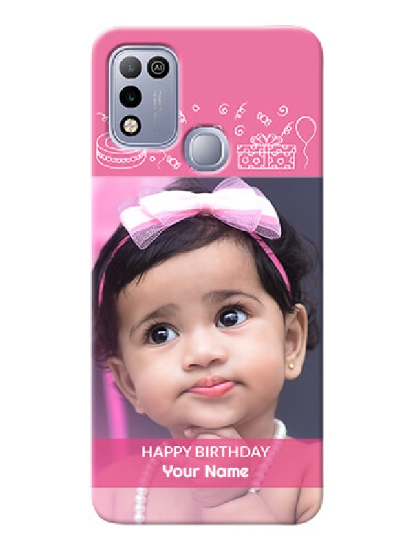 Custom Infinix Hot 10 Play Custom Mobile Cover with Birthday Line Art Design