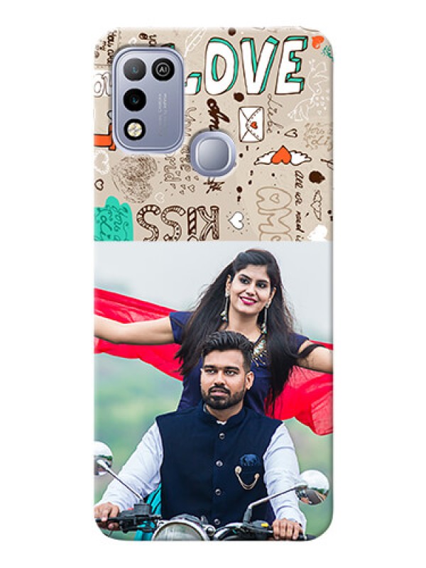 Custom Infinix Hot 10 Play Personalised mobile covers: Love Doodle Pattern 