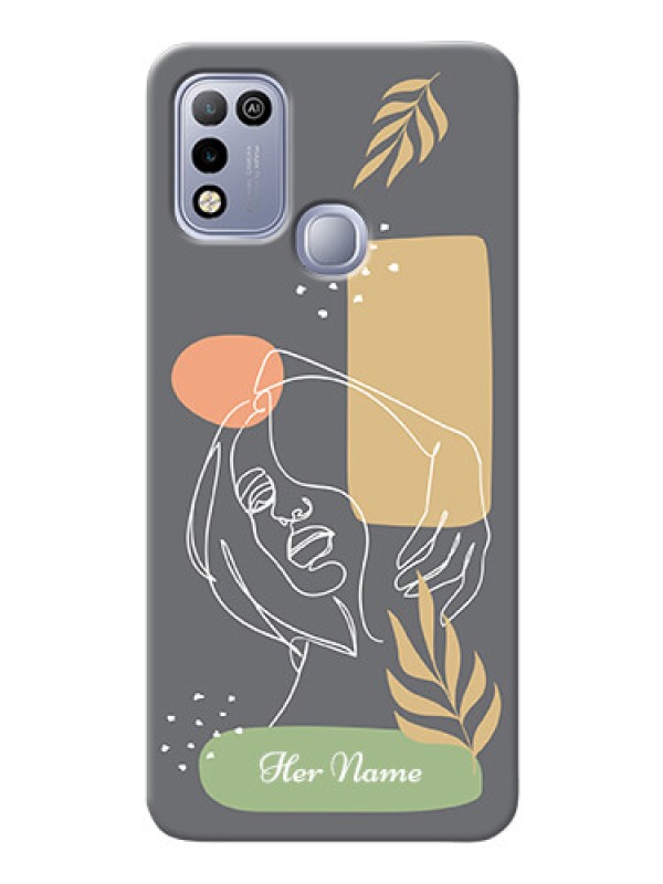Custom Infinix Hot 10 Play Phone Back Covers: Gazing Woman line art Design
