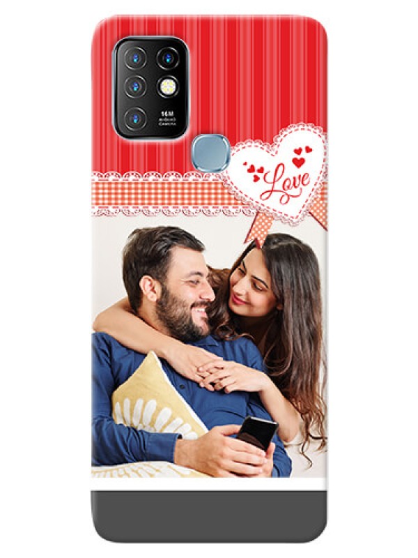 Custom Infinix Hot 10 phone cases online: Red Love Pattern Design