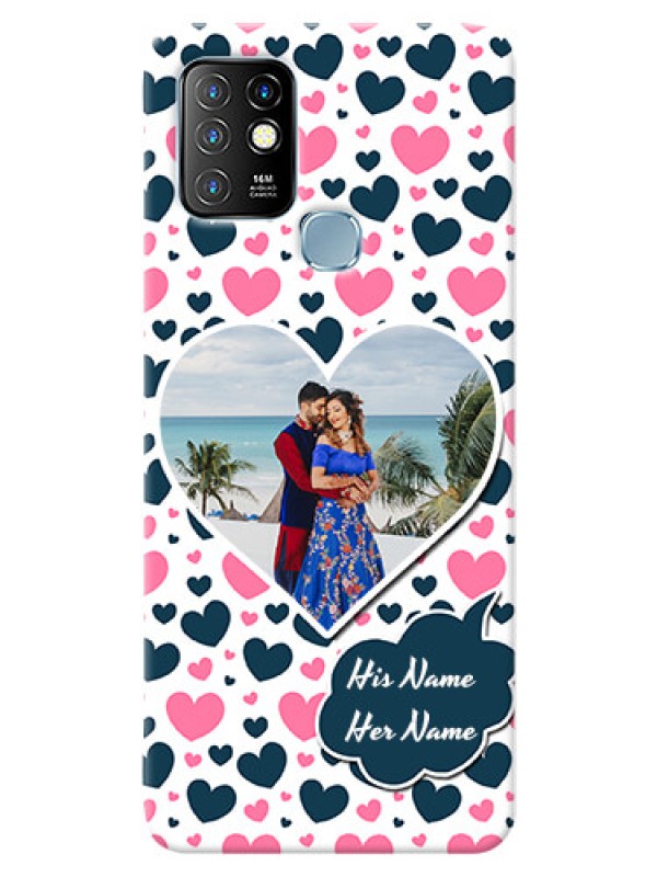 Custom Infinix Hot 10 Mobile Covers Online: Pink & Blue Heart Design