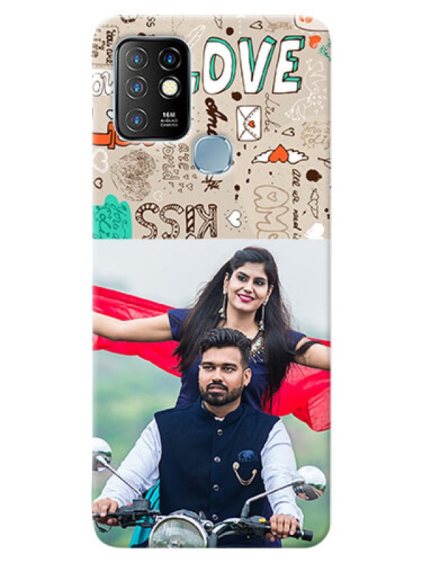 Custom Infinix Hot 10 Personalised mobile covers: Love Doodle Pattern 