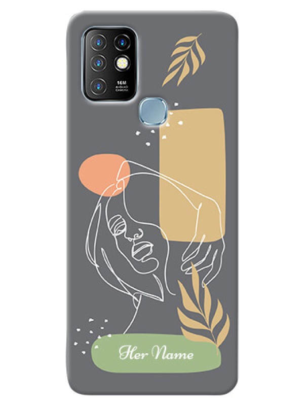 Custom Infinix Hot 10 Phone Back Covers: Gazing Woman line art Design