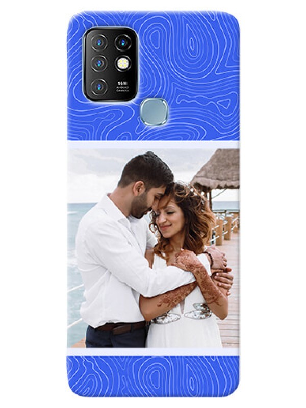 Custom Infinix Hot 10 Mobile Back Covers: Curved line art with blue and white Design