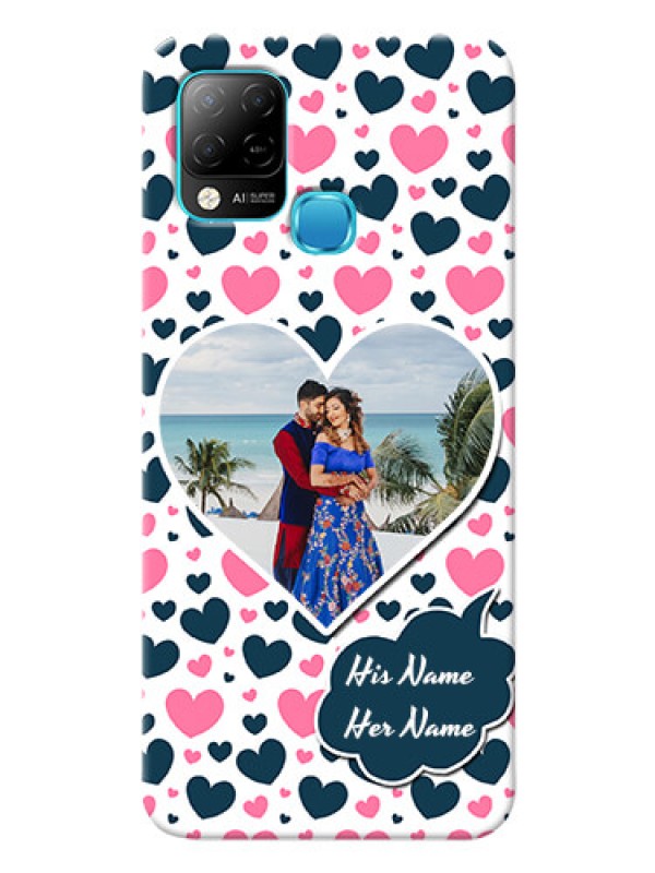 Custom Infinix Hot 10s Mobile Covers Online: Pink & Blue Heart Design