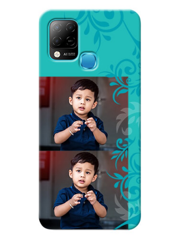 Custom Infinix Hot 10s Mobile Cases with Photo and Green Floral Design 