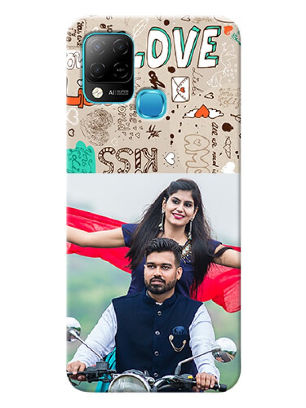 Custom Infinix Hot 10s Personalised mobile covers: Love Doodle Pattern 