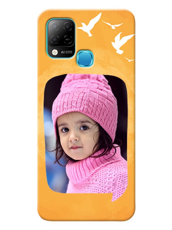 Custom Infinix Hot 10s Phone Covers: Water Color Design with Bird Icons