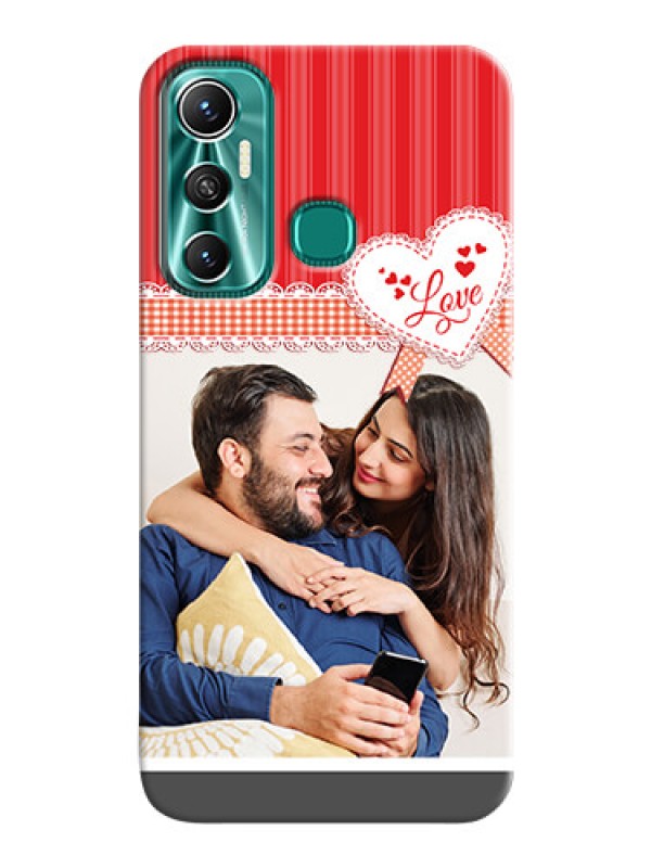 Custom Infinix Hot 11 phone cases online: Red Love Pattern Design