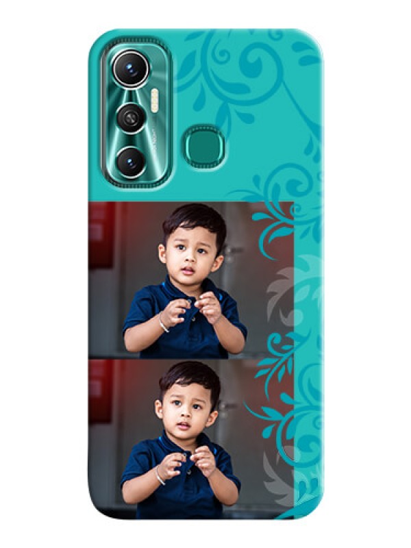 Custom Infinix Hot 11 Mobile Cases with Photo and Green Floral Design 