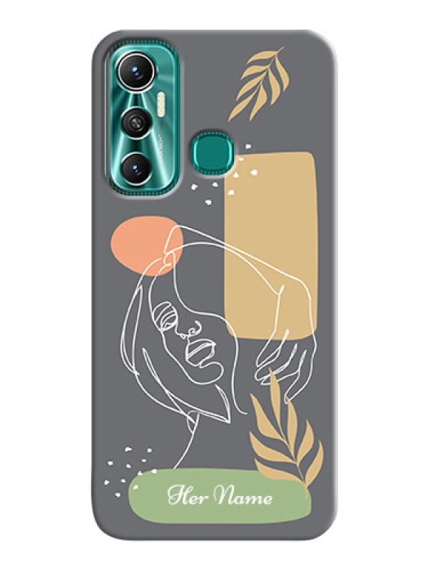 Custom Infinix Hot 11 Phone Back Covers: Gazing Woman line art Design