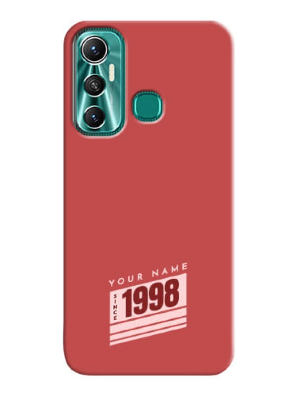 Custom Infinix Hot 11 Phone Back Covers: Red custom year of birth Design