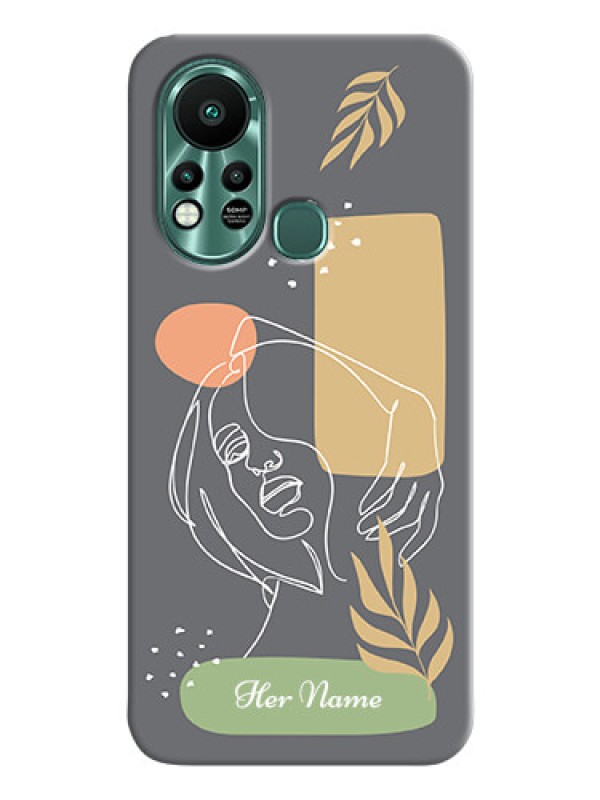 Custom Infinix Hot 11s Phone Back Covers: Gazing Woman line art Design